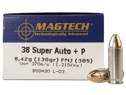 Picture of Magtech 38S Range/Training 38 Super +P 130 Gr Full Metal Jacket 50 Per Box/ 20 Case 