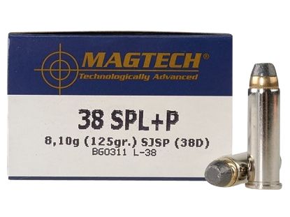 Picture of Magtech 38D Range/Training 38 Special +P 125 Gr Semi Jacketed Soft Point Flat 50 Per Box/ 20 Case 