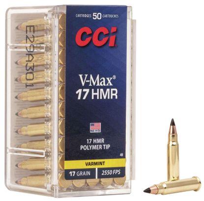 Picture of Cci 0049 Vmax 17 Hmr 17 Gr Hornady V Max 50 Per Box/ 40 Case 