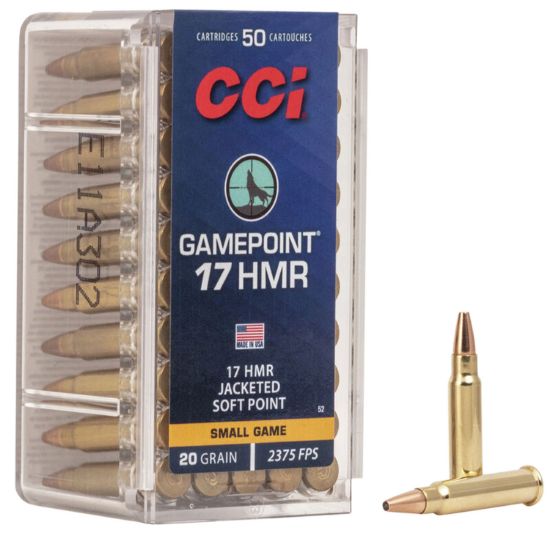 Picture of Cci 0052 Gamepoint 17 Hmr 20 Gr Jacketed Soft Point 50 Per Box/ 40 Case 