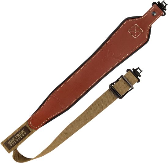 Picture of Allen 8391 Baktrak Rifle/Shotgun Sling W/Swivels Brown Leather W/Baktrak Grip Panel, Adjustable Length 26" To 35", 1.25" Wide 