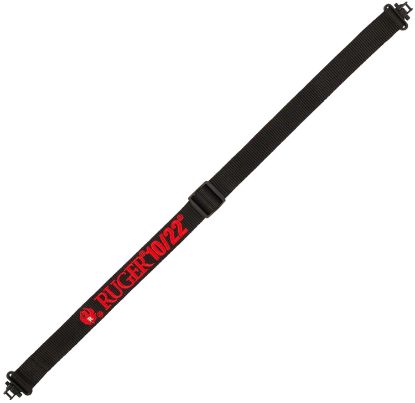 Picture of Ruger 27838 10/22 Rifle Sling 1.25" W X 20.15" L Adjustable Black Webbing W/ Red Logo & 300 Lb Tested Swivels 