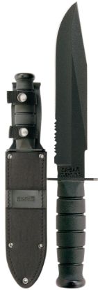 Picture of Ka-Bar 1271 Fighter 8" Fixed Clip Point Part Serrated Black 1095 Cro-Van Blade, Black Kraton G Handle, Includes Sheath 