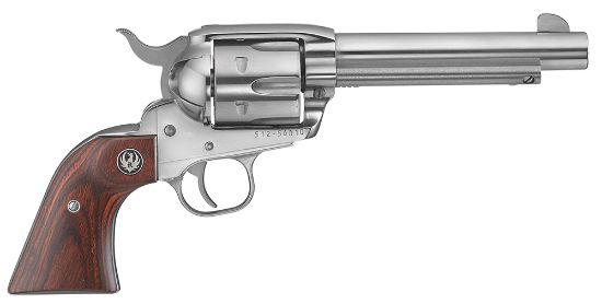 Picture of Ruger 5105 Vaquero Medium Frame 45 Colt (Long Colt) 6Rd 4.62" High Gloss Stainless Steel Barrel, Cylinder & Frame, Hardwood Grip, Transfer Bar Safety, Exposed Hammer 