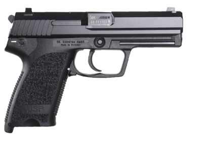 Picture of Hk 81000322 Usp V1 Sa/Da 45 Acp Caliber With 4.41" Barrel, 12+1 Capacity, Overall Black Finish, Serrated Trigger Guard Frame, Serrated Steel Slide & Polymer Grip Includes 2 Mags 