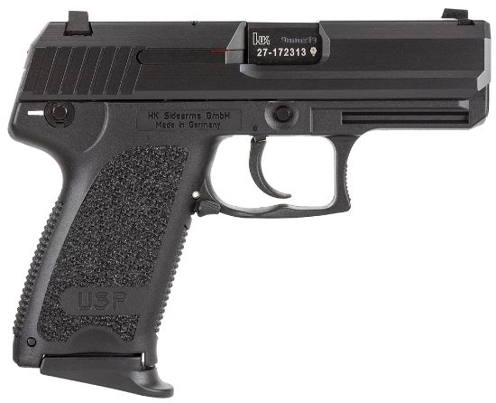 Picture of Hk 81000329 Usp V1 Compact 9Mm Luger 13+1 3.58" Black Polygonal Rifled Barrel, Black Serrated Slide, Black Polymer Frame, Black Polymer Grip, Ambidextrous 