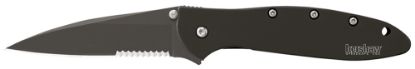 Picture of Kershaw 1660Cktst Leek 3" Folding Modified Drop Point Part Serrated Black Dlc 14C28n Steel Blade Black Dlc 410 Stainless Steel Handle Includes Pocket Clip 