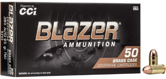 Picture of Cci 5202 Blazer Brass Handgun 380 Acp 95 Gr Full Metal Jacket 50 Per Box/ 20 Case 