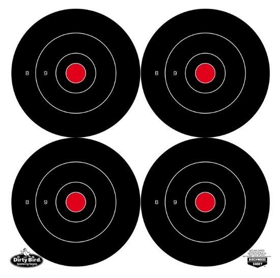 Picture of Birchwood Casey 35504 Dirty Bird 5.50" Bullseye Tagboard Hanging Black/White 12 Pk 