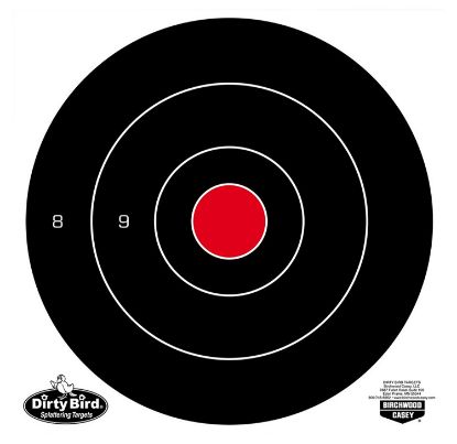 Picture of Birchwood Casey 35825 Dirty Bird 8" Bullseye Tagboard Hanging Black/White 25 Per Pkg 