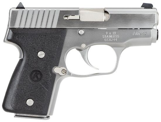 Picture of Kahr Arms M9098a Mk Elite 9Mm Luger Caliber With 3" Barrel, 6+1 Or 7+1 Capacity, Overall Polished Stainless Steel, Serrated Slide & Textured Wraparound Black Nylon Grip 