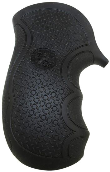 Picture of Pachmayr 02482 Diamond Pro Grip Diamond Checkering Black Rubber With Finger Grooves For Ruger Lcr 