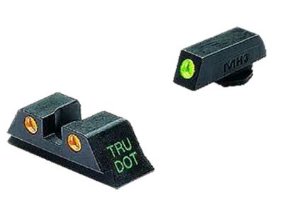 Picture of Meprolight Usa 102223301 Tru-Dot Sight Set Fixed Green Tritium Front/Orange Tritium Rear/Black Frame Compatible W/Glock 10Mm/45 Acp Front Post/Rear Dovetail Mount 