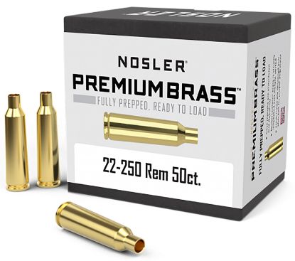 Picture of Nosler 10065 Premium Brass Unprimed Cases 22-250 Rem Rifle Brass/ 50 Per Box 