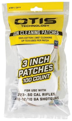 Picture of Otis Fg919100 All Caliber Cleaning Patches Multi-Caliber 3" Cotton 100 Per Pkg 