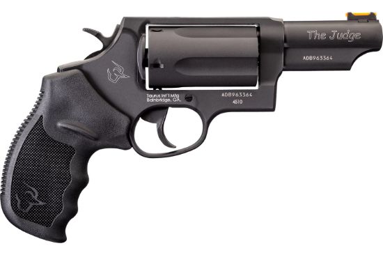 Picture of Taurus 2441031T Judge 45 Colt (Lc)/410 Bore 5Rd 3" Matte Black Oxide Steel Barrel, Cylinder & Frame, Black Ribber Grip, Exposed Hammer 