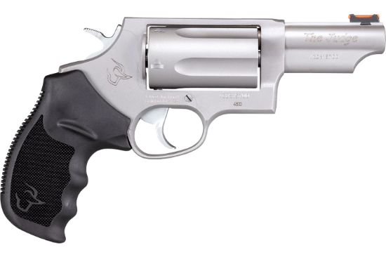 Picture of Taurus 2441039T Judge Compact Frame 45 Colt (Lc)/410 Bore 5Rd 3" Matte Stainless Stainless Steel Barrel, Cylinder & Frame, Black Finger Groove Grip, Exposed Hammer 