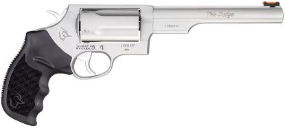 Picture of Taurus 2441069T Judge Compact Frame 45 Colt (Lc)/410 Bore 5Rd, 6.50" Matte Stainless Stainless Steel Barrel, Cylinder & Frame, Black Finger Groove Grip, Exposed Hammer 