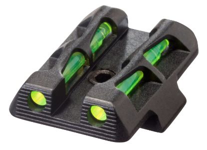Picture of Hiviz Gllw11 Litewave Rear Sight Interchangeable Green Fiber Optic Rear Black Frame Compatible W/ Glock 42/43/43X/48 Rear Sight Dovetail Mount 