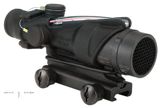 Picture of Trijicon 100230 Acog Black Hardcoat Anodized 4X32mm Illuminated Red Chevron Reticle 