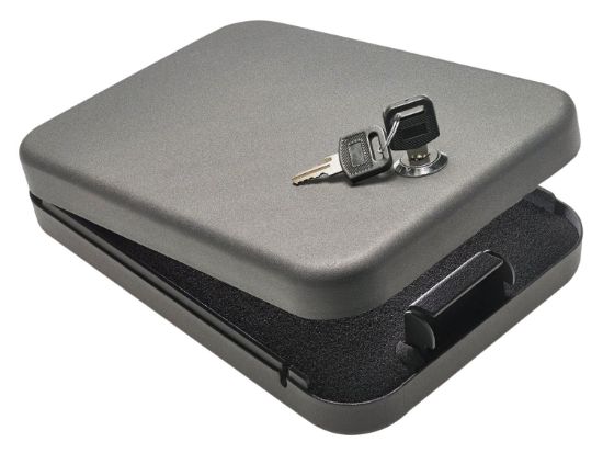 Picture of Snapsafe 75200 Lock Box Large Key Entry Black Steel Holds 1 Handgun 9.50" L X 6.50" W X 1.75" D 