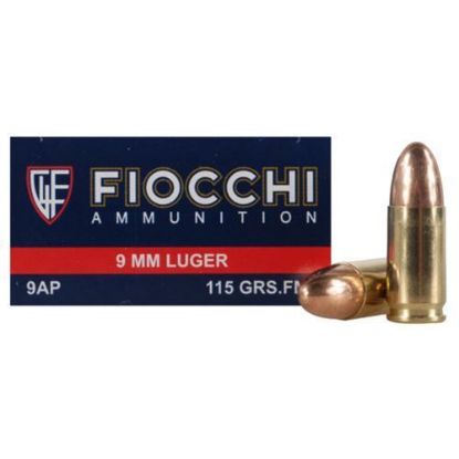 Picture of Fiocchi 9Mm 115Gr Fmj Brass  Case Of 1000Rds