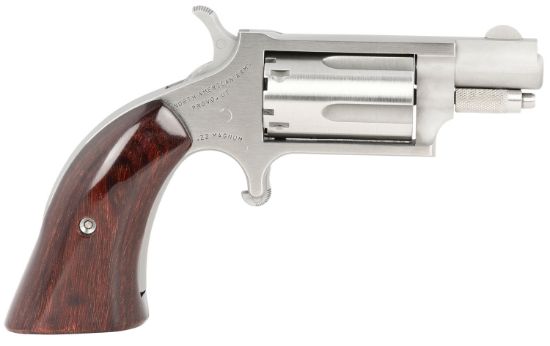 Picture of North American Arms 22Msgbg Mini-Revolver 22 Wmr 5 Rd 1.13" Barrel, Stainless Steel Barrel/Cylinder/Frame, Exclusive Wood Boot Grip 