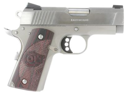 Picture of Colt Mfg O7000xe Defender Compact 45 Acp 7+1 3" Steel Barrel, Stainless Serrated Slide, Matte Stainless Aluminum Frame W/Beavertail, Black Cherry Tactical G10 Grips, Ambidextrous 