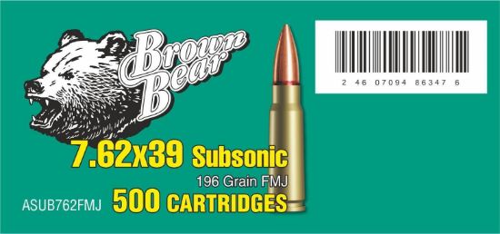 Picture of Bear Ammo 7.62X39mm 196 Grain Subsonic 500 Round Case