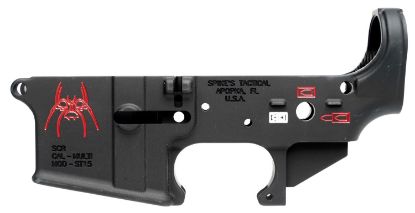 Picture of Spikes Stls019cfa Spider Stripped Lower Receiver Multi-Caliber 7075-T6 Aluminum Black Anodized With Color Fill For Ar-15 