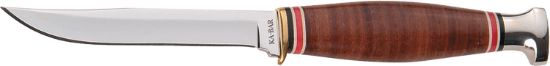 Picture of Ka-Bar 1226 Little Finn 3.63" Fixed Clip Point Plain Polished 5Cr15mov Ss Blade, Brown Leather Handle, Includes Sheath 