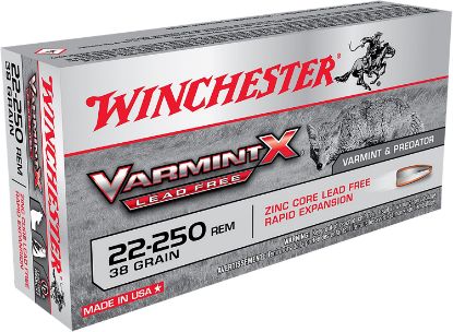 Picture of Winchester Ammo X22250plf Varmint X 22-250 Rem 38 Gr Lead Free Polymer Tip Rapid Expansion 20 Per Box/ 10 Case 