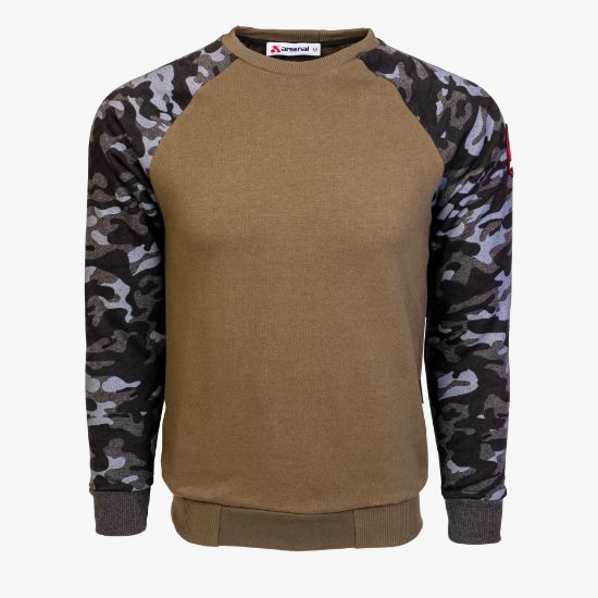 Picture of Arsenal Medium Khaki / Black Camo Cotton-Poly Standard Fit Pullover Sweater