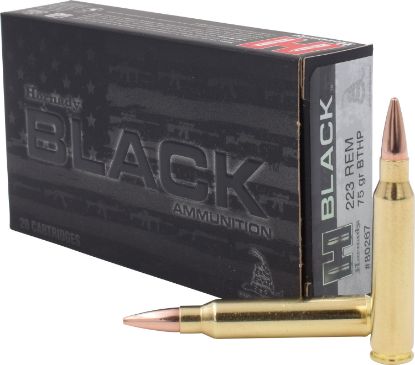 Picture of Hornady 80267 Black 223 Rem 75 Gr Boat Tail Hollow Point 20 Per Box/ 10 Case 