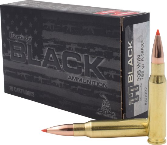 Picture of Hornady 80927 Black 308 Win 155 Gr Hornady A Max 20 Per Box/ 10 Case 