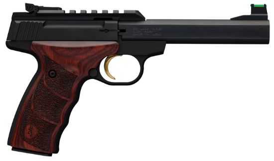 Picture of Browning 051533490 Buck Mark Plus 22 Lr 10+1 5.50" Slab Side Barrel Matte Black Serrated Steel/Optic Ready Slide & Aluminum Frame Rosewood Finger Grooved Ultragrip Dx Grip 