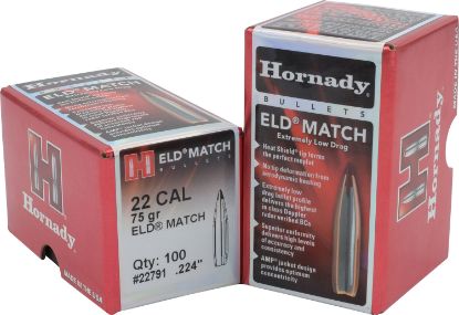 Picture of Hornady 22791 Eld Match 22 Cal .224 75 Gr Extremely Low Drag Match 100 Per Box/ 25 Case 