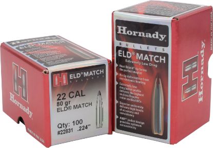 Picture of Hornady 22831 Eld Match 22 Cal .224 80 Gr Extremely Low Drag Match 100 Per Box/ 25 Case 