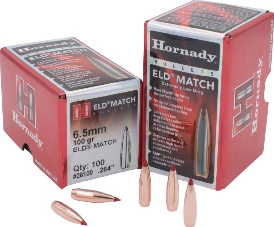 Picture of Hornady 26100 Eld Match 6.5Mm .264 100 Gr Extremely Low Drag Match 100 Per Box/ 25 Case 