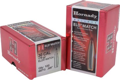 Picture of Hornady 30713 Eld Match 30 Cal .308 178 Gr Extremely Low Drag Match 100 Per Box/ 15 Case 