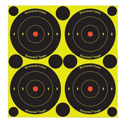 Picture of Birchwood Casey 34315 Shoot-N-C Reactive Target Black/Yellow Self-Adhesive Paper Air/Rimfire Rifle Chartreuse 12 Targets Includes Pasters 