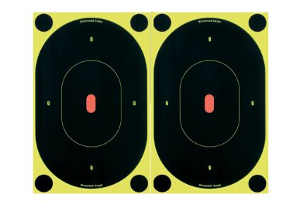 Picture of Birchwood Casey 34710 Shoot-N-C Reactive Target Self-Adhesive Paper Handgun Black/Yellow 2- 7" Silhouette Includes Pasters 6 Pack 