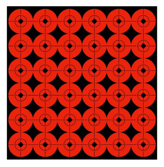 Picture of Birchwood Casey 33901 Target Spots Self-Adhesive Paper Black/Orange 1" Bullseye 360 Targets 