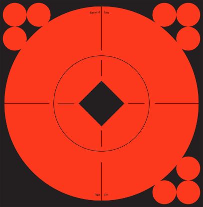 Picture of Birchwood Casey 33906 Target Spots Self-Adhesive Paper Black/Orange 6" Bullseye Includes Pasters 10 Targets 