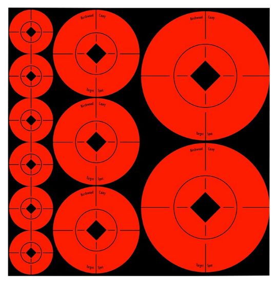 Picture of Birchwood Casey 33928 Target Spots Self-Adhesive Paper Black/Orange Bullseye 60 Targets 