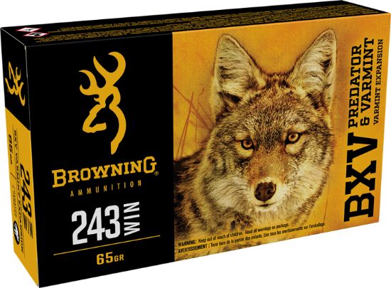 Picture of Browning Ammo B192302431 Bxv Predator & Varmint 243 Win 65 Gr Varmint Expansion Polymer Tip 20 Per Box/ 10 Case 