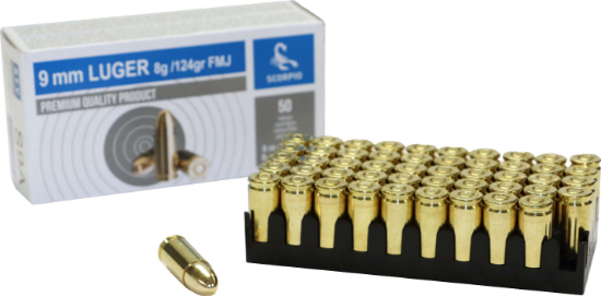 Picture of Stv Technology 9Mm 124 Grain Boxer Primed Full Metal Jacket Brass Case 50 Round Box