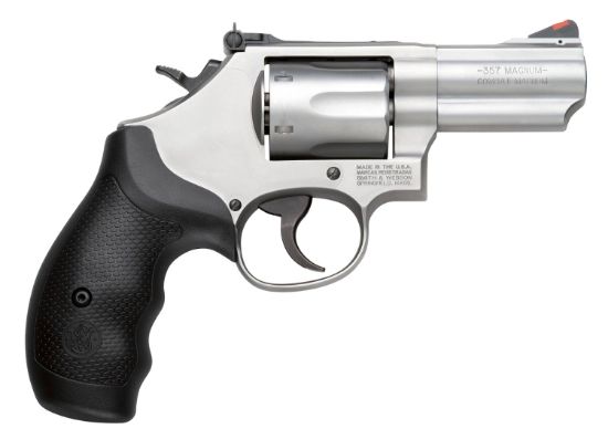 Picture of Smith & Wesson 10061 Model 66 Combat Magnum 357 Mag Or 38 S&W Spl +P Stainless Steel 2.75" 2 Piece Barrel, 6 Shot K-Frame, Full-Length Extractor Rod, Synthetic Grip, Internal Lock 