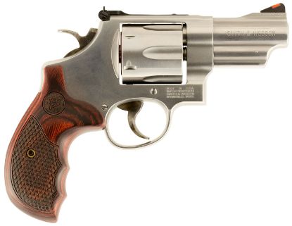 Picture of Smith & Wesson 150715 Model 629 Deluxe 44 Rem Mag Or 44 S&W Spl Stainless Steel 3" Barrel & 6Rd Cylinder, Satin Stainless Steel N-Frame, Textured Wood Grip 