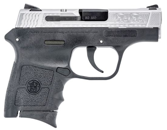 Picture of Smith & Wesson 10110 M&P Bodyguard Micro-Compact Frame 380 Acp 6+1 2.75" Black Stainless Steel Barrel, Matte Silver W/Engraving Serrated Stainless Steel Slide, Matte Black Polymer Frame, Ambidextrous